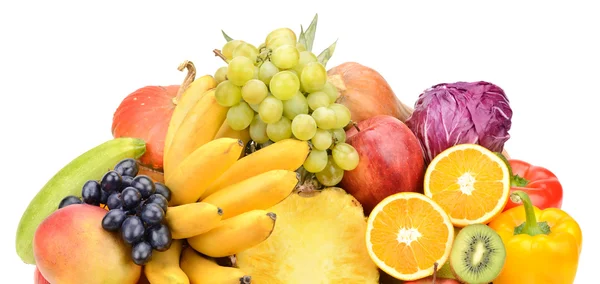 Frutas y hortalizas aisladas sobre fondo blanco — Foto de Stock