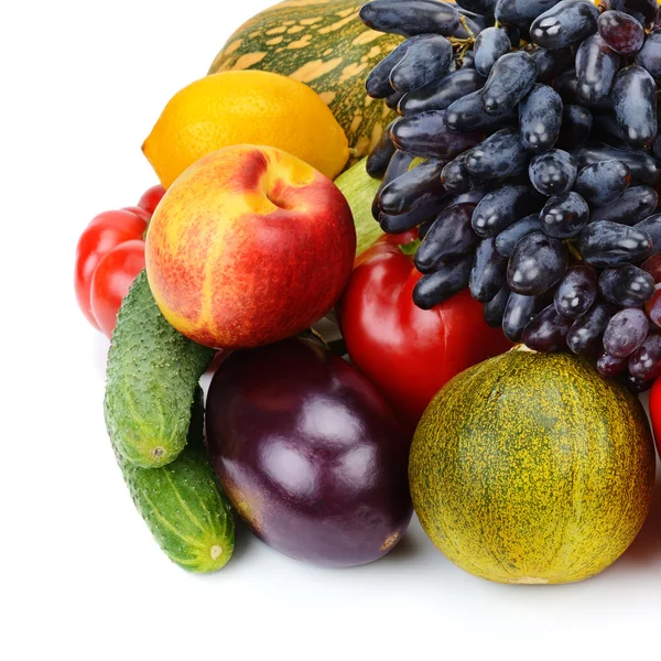 Set of fruits and vegetables isolated on white background — Stock Photo, Image