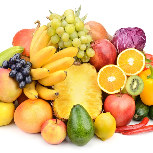 Frutas y hortalizas aisladas sobre fondo blanco — Foto de Stock