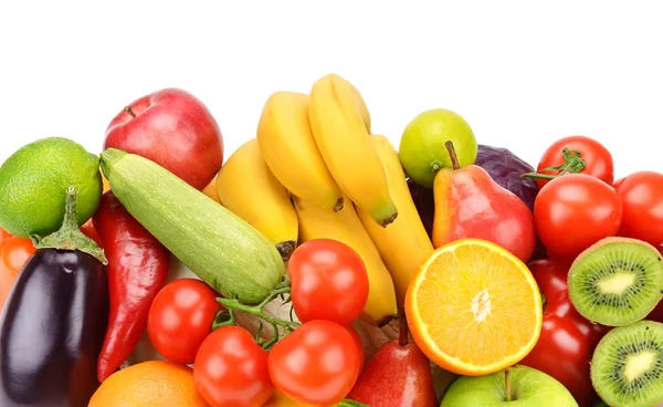 Frutas y hortalizas aisladas sobre fondo blanco — Foto de Stock