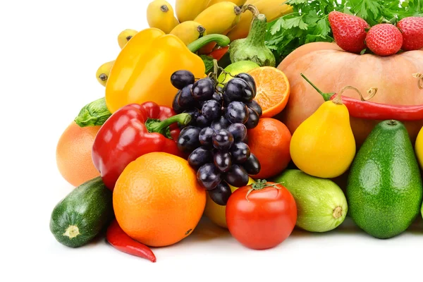 Frutas y hortalizas aisladas sobre fondo blanco — Foto de Stock