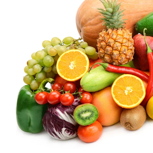 Fruits et légumes isolés sur fond blanc — Photo