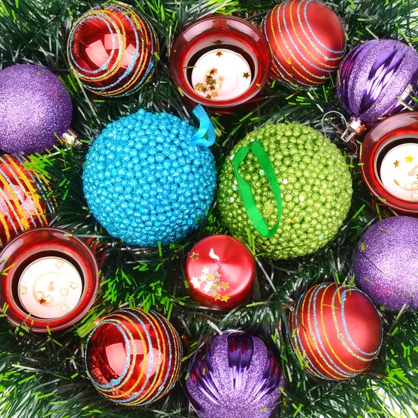 Achtergrond van Kerst ornamenten en items — Stockfoto