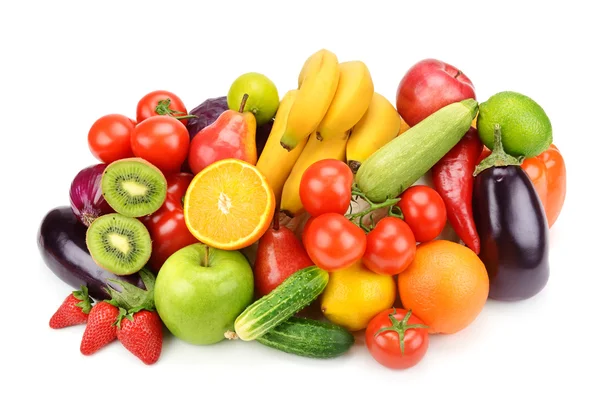 Fruits et légumes isolés sur fond blanc — Photo