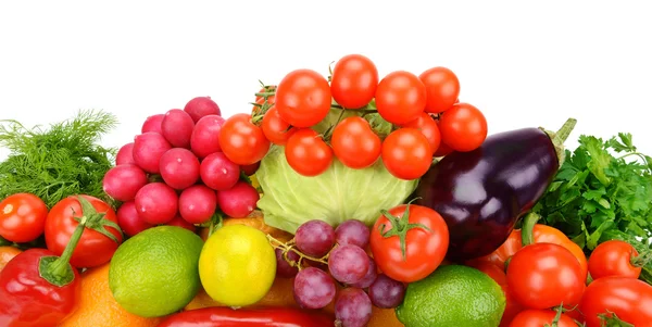 Fruits et légumes isolés sur fond blanc — Photo