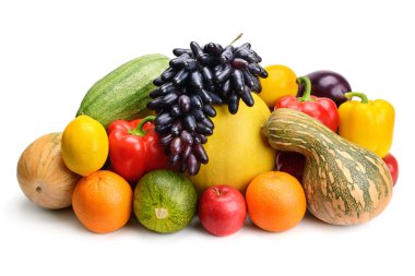 meyve ve sebze beyaz arkaplanda izole