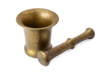 metal harç ve üzerinde beyaz izole havaneli