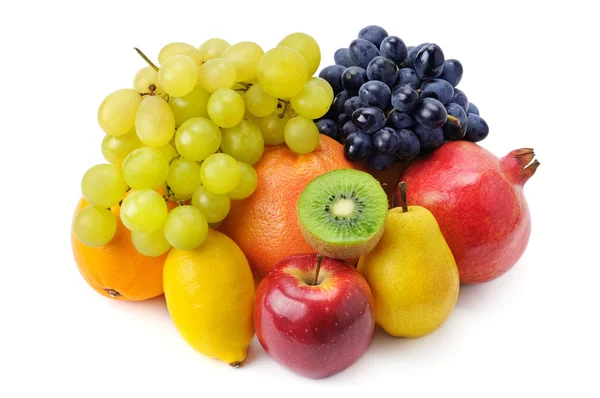 Conjunto de frutos isolados sobre fundo branco — Fotografia de Stock