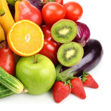 meyve ve sebzeler beyaz arka planda izole edilmiştir