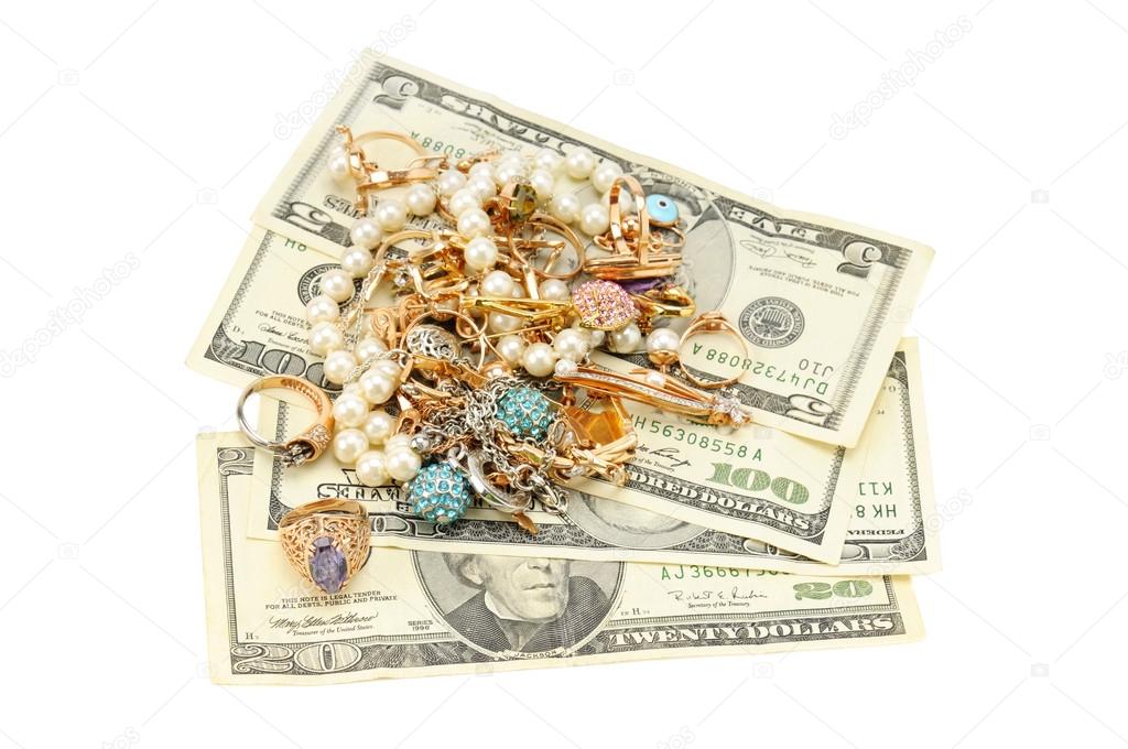 Gold ornaments and dollars