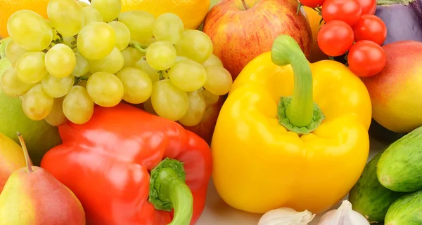 Bright background of fruits and vegetables Stock Photo