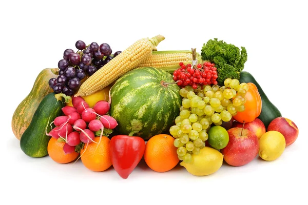 Fruits et légumes isolés sur fond blanc — Photo