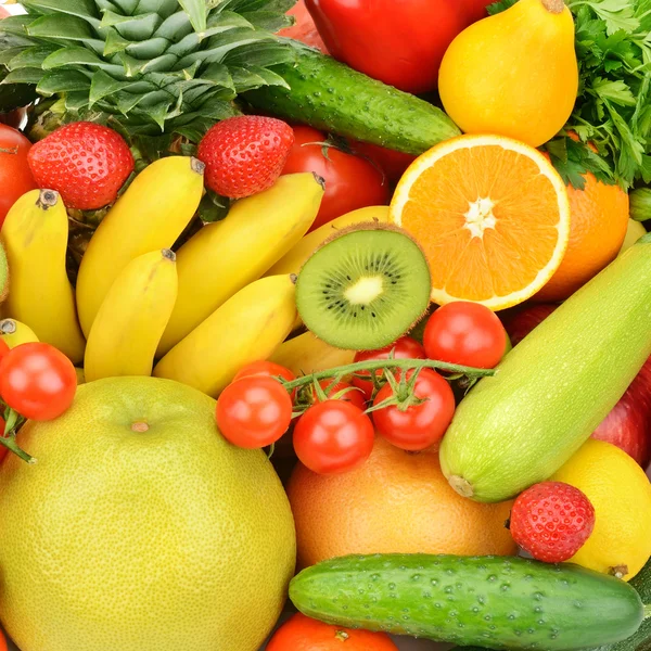 Bakgrund av olika frukter och grönsaker — Stockfoto