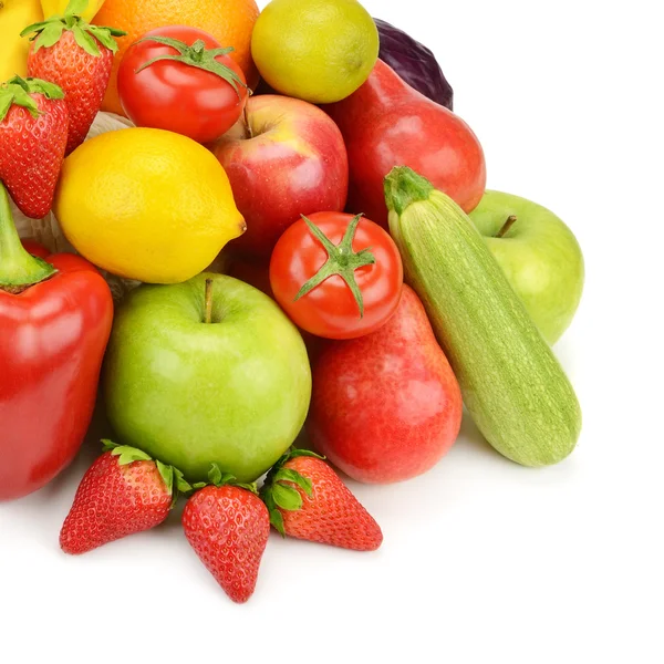 Fruits and vegetables isolated on white background — Stock Photo, Image