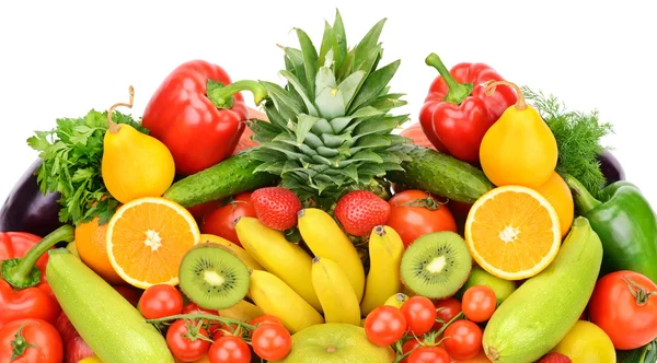 Groenten en fruit geïsoleerd op witte achtergrond — Stockfoto