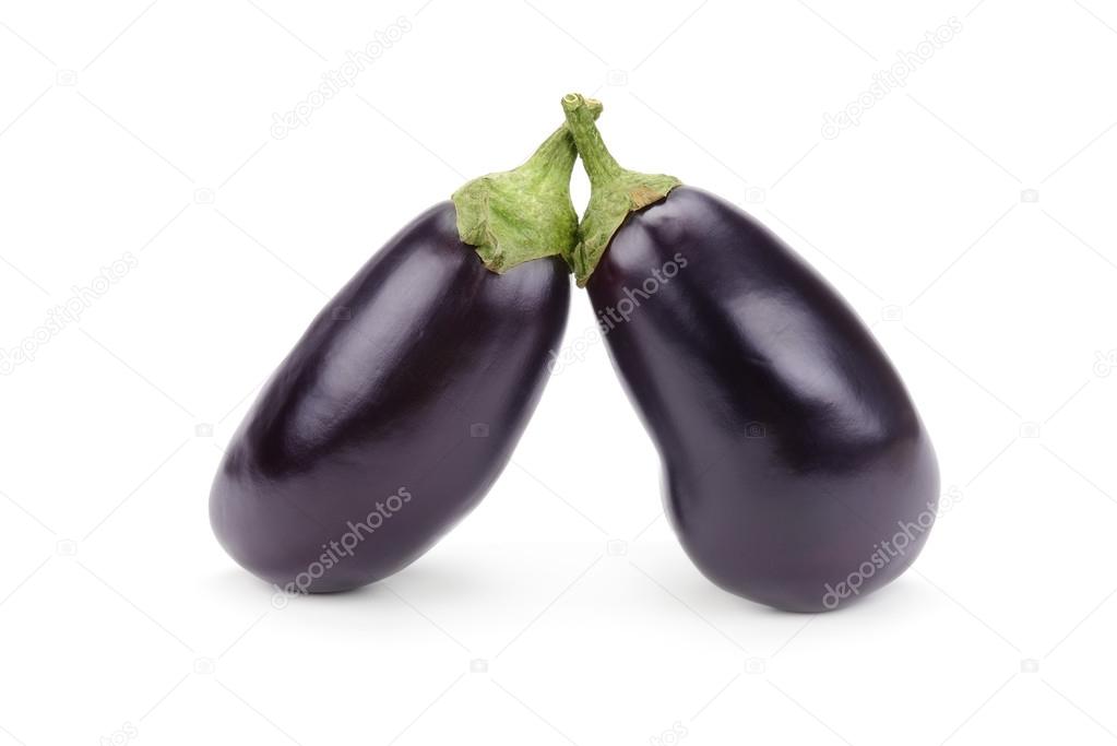 ripe eggplants isolated on white background