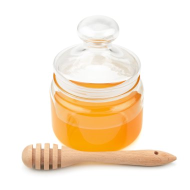 beyaz zemin üzerine bal ve drizzler yalıtım ile pota