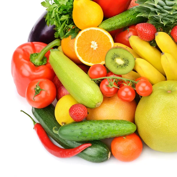 Fruits and vegetables isolated on white background — Stock Photo, Image