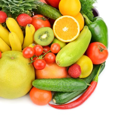 meyve ve sebzeler beyaz arka planda izole edilmiştir