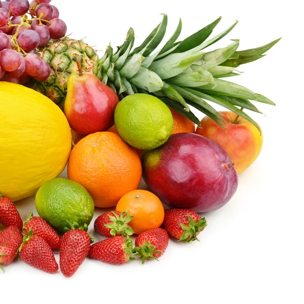 Conjunto de frutos isolados sobre fundo branco — Fotografia de Stock