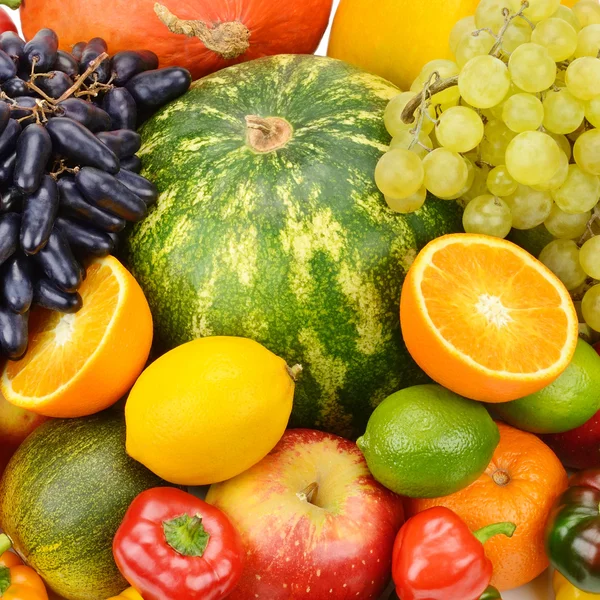 Sfondo luminoso di frutta e verdura — Foto Stock