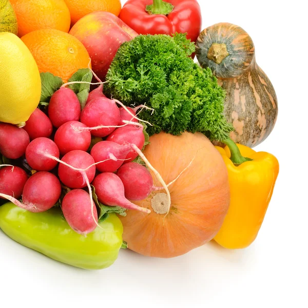 Frutas y hortalizas aisladas sobre fondo blanco — Foto de Stock