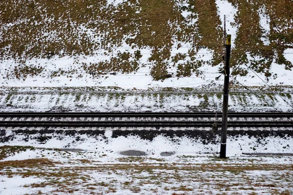 Chemin de fer dans neige — Photo