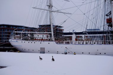 Yelkenli gemi limanda