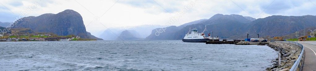 Ferry in fjord