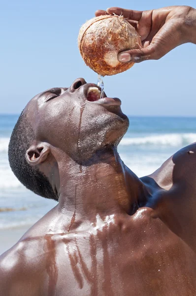 Véritable eau de coco fraîche — Photo