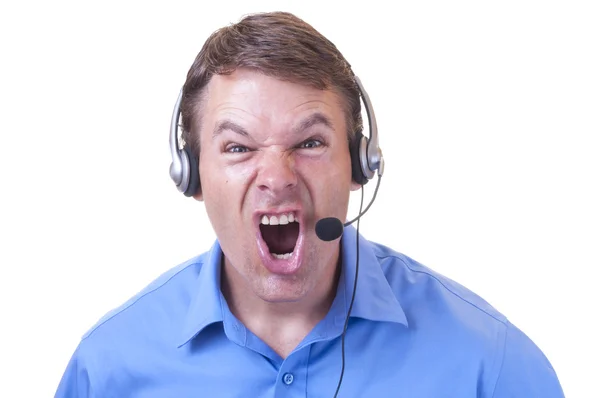 Angry customer service rep — Stock Photo, Image