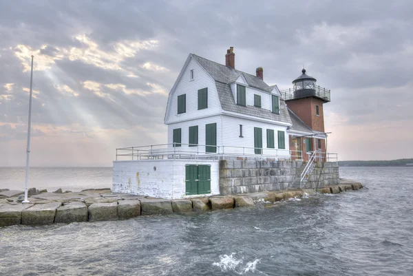 Rockland harbor hullámtörő világítótorony — Stock Fotó