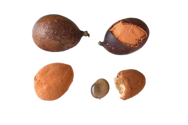 Stages of guapaque fruit on white background — Stock Photo, Image