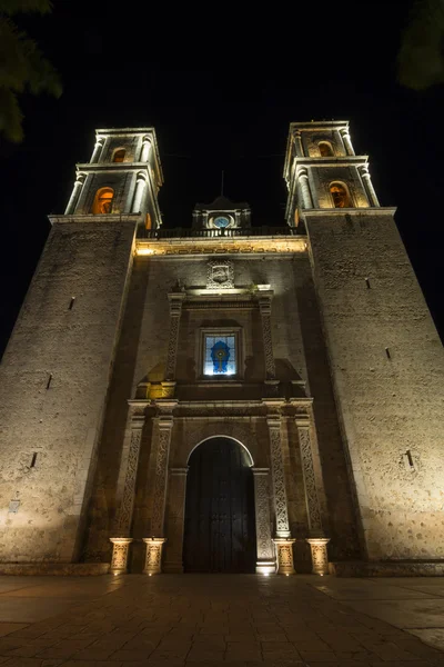 Catedral de Valladolid à noite Fotos De Bancos De Imagens