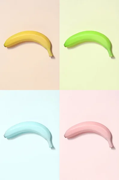 Reeks van kleurrijke bananen — Stockfoto