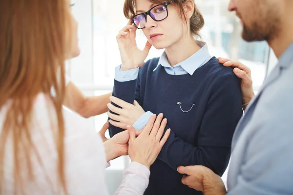 Unhappy girl looking at camera — Stock Photo, Image