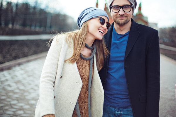 young couple walking