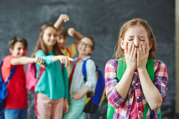 Little Schoolgirl crying — Stock Photo, Image