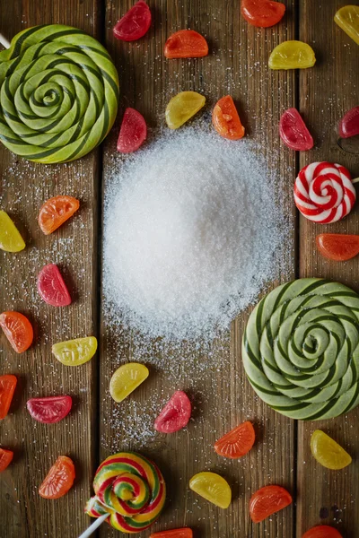 Candies, lollipops and sugar — Stock Photo, Image