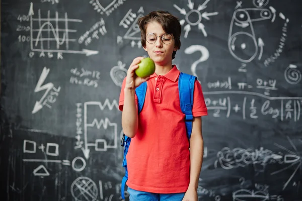 Little schoolboy in eyeglasses — Stock Photo, Image