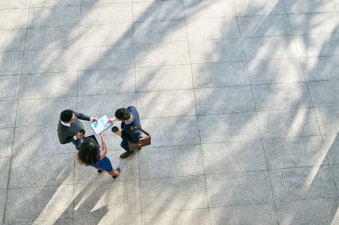 İş grafiği tartışırken iş arkadaşları