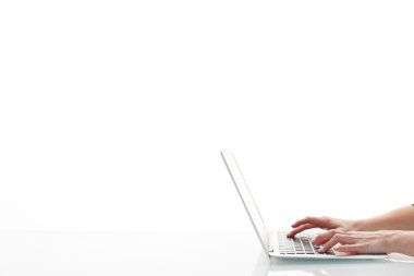 Eller dizüstü bilgisayarda yazıyor.