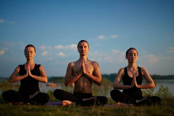 Gente meditando juntos —  Fotos de Stock