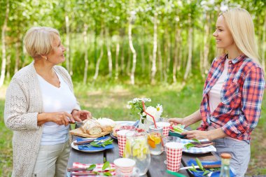 akşam yemeği için tablo hazırlama kadın