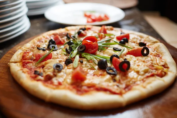 Tasty pizza with tomatoes — Stock Photo, Image