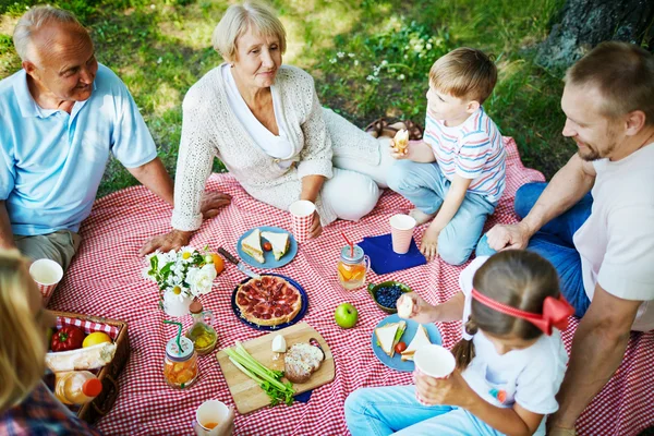 Människor ha picknick — Stockfoto