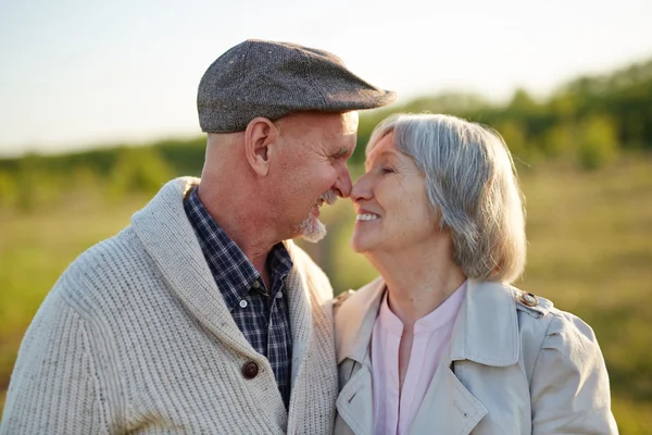 Romantische Senioren in Umarmung — Stockfoto