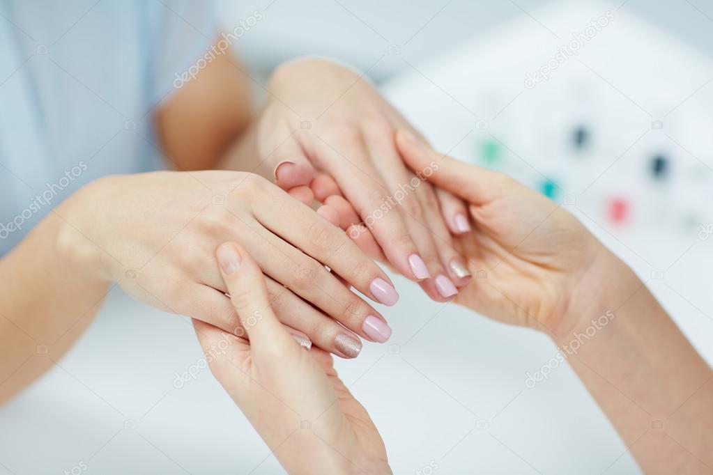 Hands with perfect nail manicure