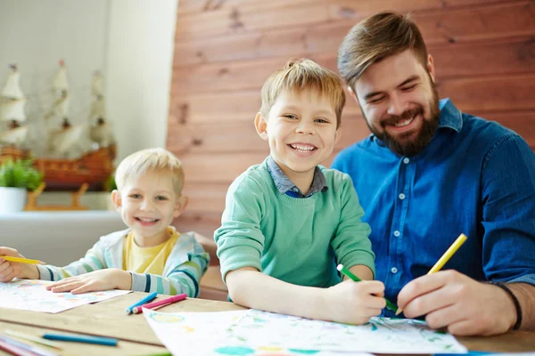 Happy man and his two sons — Stock Photo, Image