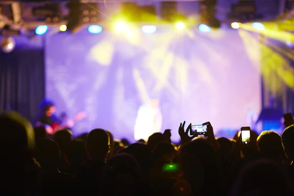 Silhouettes of crowd visiting live concert — Stock Photo, Image